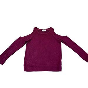 Hippie Rose Maroon Burgundy Peek Cold Shoulder Sweater Size Junior Large